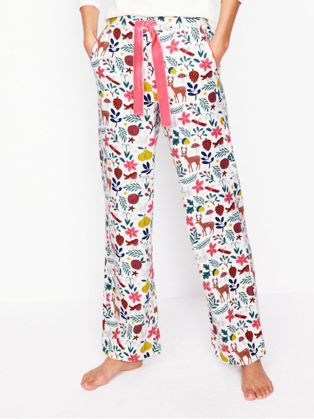 Boden Brushed Cotton Pyjama Trousers in the Woodland Multi print flannel sz sm